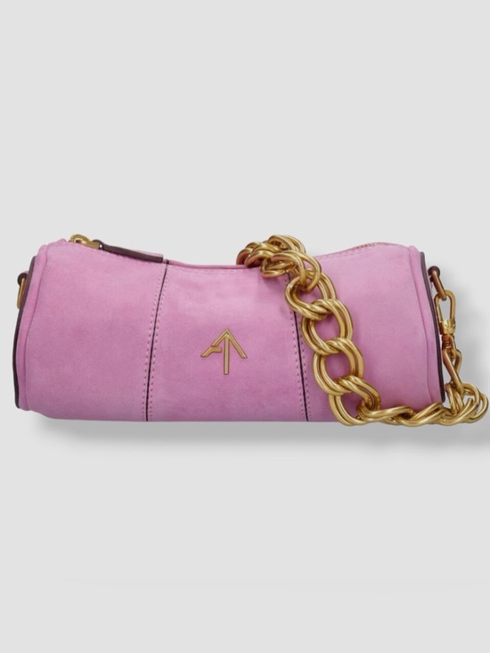 Manu Atelier Handbags - $422 Manu Atelier Women's Pink XX Mini Cylinder Suede Shoulder Purse Bag